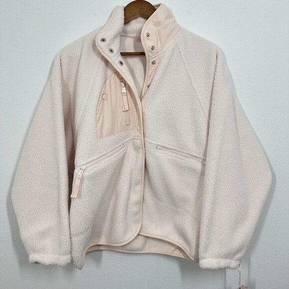 FP Movement by Free People X HATCH Baby Pink Button Up Fleece Jacket Size XS NWT - Picture 1 of 11